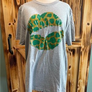 Lips Graphic Tee with Green and Gold Print